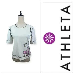 Athleta UV protection rash guard short sleeve top with paisley print size med